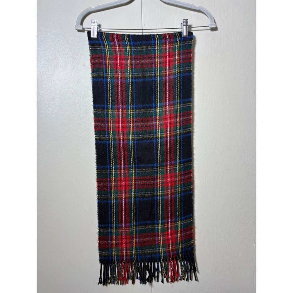Rock Creek Plaid Scarf Black Red Green Tartan Fringe Acrylic Winter 64x12